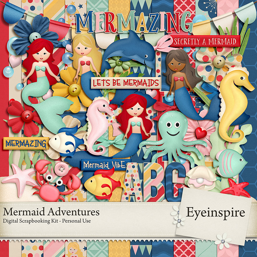 Mermaid Adventures Digital Scrapbooking Kit