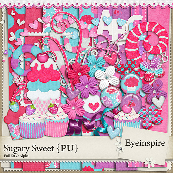 digital scrapbooking, scrapbook kit, cupcake, glitter, sparkle, ice cream, girly kit, sweet digital kit, ribbons, strings, polka dots, hearts, epoxy, flowers patterned paper eyeinspire, sugarhill celebration, 300 dpi