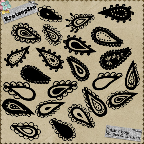 Paisley doodles shapesand brushes for photoshop