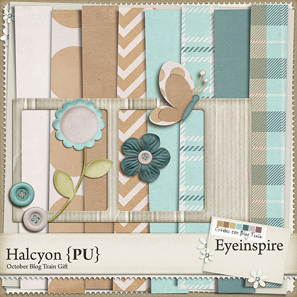 Free digital scrapbook kit "Halcyon" from Eyeinspire