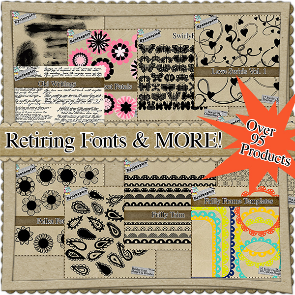 fonts dingbats sale elements photoshop shapes ribbon textures digital scrapbooking commercial use