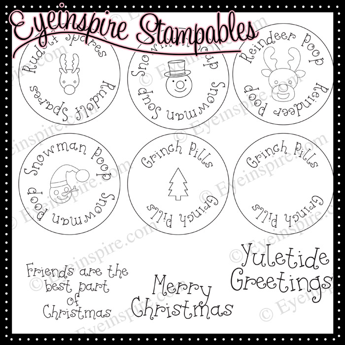 digital stamps digi stamps printable christmas Rudolph grinch gifts tags cricut marvy punch crafts