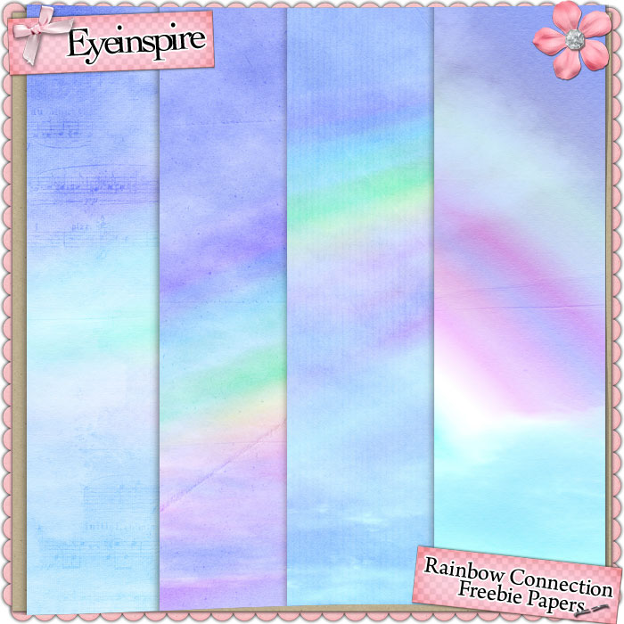 Free digital scrapbook papers "Rainbow Connection" from Eyeinspire
