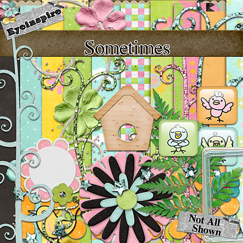 sometimes glitter page kit digital scrapbooking papers elements quickpage doodles frames felt flowers swirls