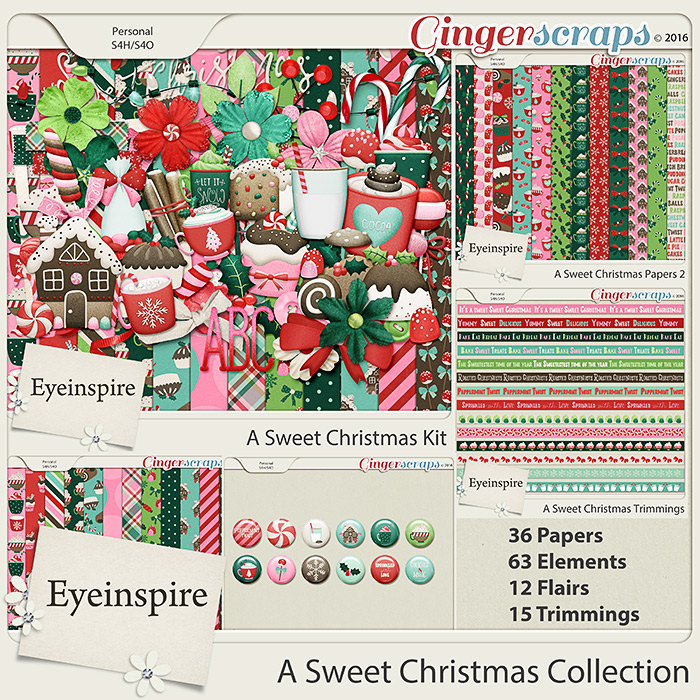 A Sweet Christmas Digital Scrapbook kit