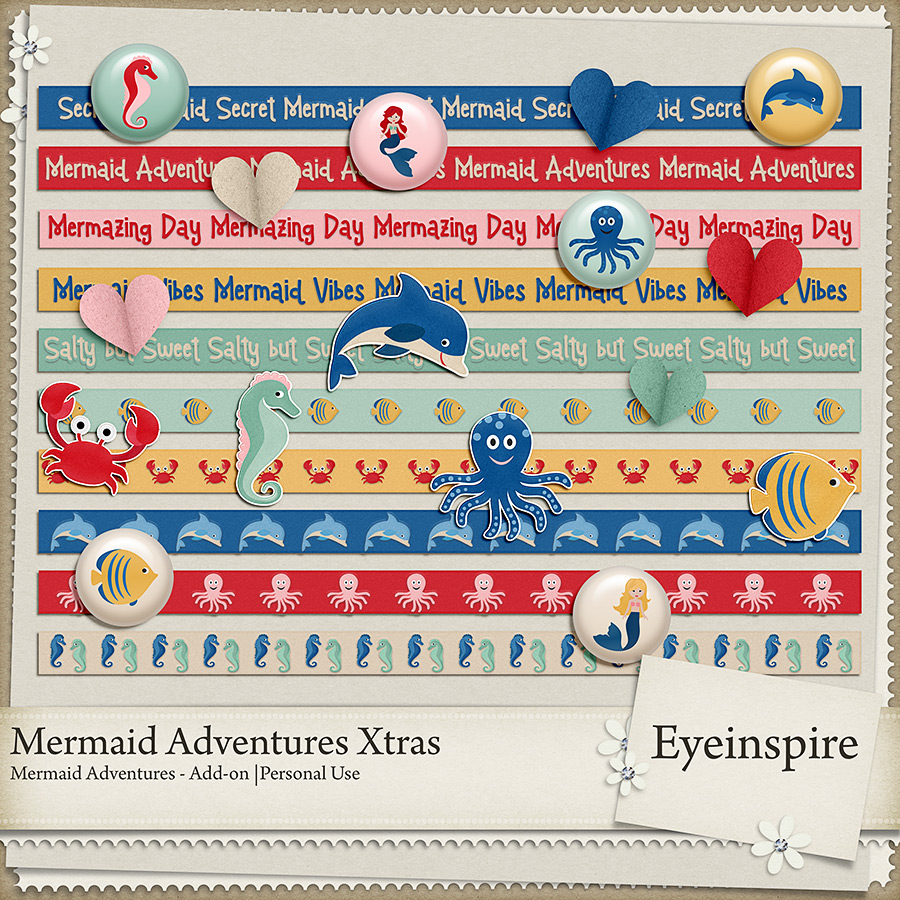 mermaid adventures digital scrapbooking element add-on elements