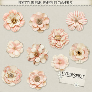 Shabby Pink Digital Paper Flowers